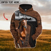 Uni Custom Name American Quarter Horse Leather Pattern 3D Hoodie