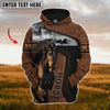 Uni Custom Name Black Horse Leather Pattern 3D Hoodie