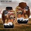 Uni Custom Name American Quarter Horse US Flag 3D Hoodie