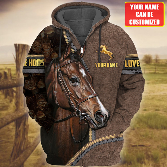 Uni Custom Name Horse Lovers 3D Hoodie