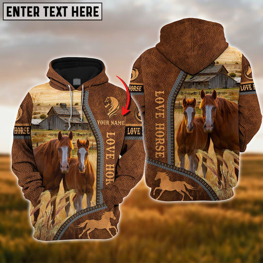 Uni Custom Name Farm Horse Lovers 3D Printed Hoodie
