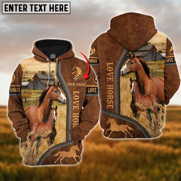 Uni Custom Name Farm Horse Lovers 3D Printed Hoodie