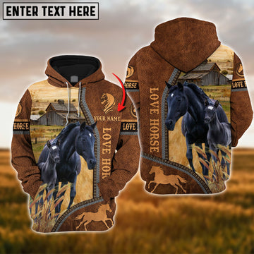 Uni Custom Name Farm Horse Lovers 3D Printed Hoodie