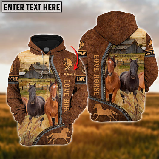 Uni Custom Name Farm Horse Lovers 3D Printed Hoodie
