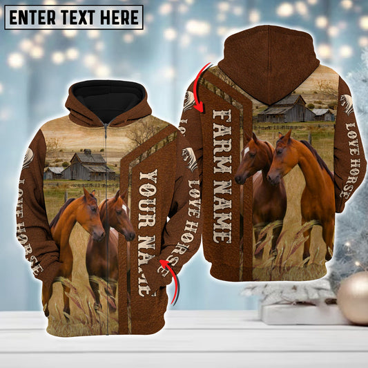 Uni Custom Name Farm Horse Lovers Merry Christmas 3D Printed Hoodie
