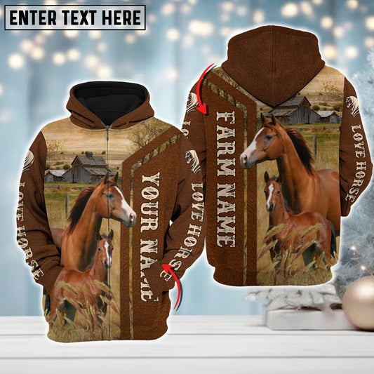 Uni Custom Name Farm Horse Lovers Merry Christmas 3D Printed Hoodie