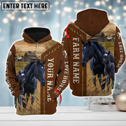 Uni Custom Name Farm Horse Lovers Merry Christmas 3D Printed Hoodie