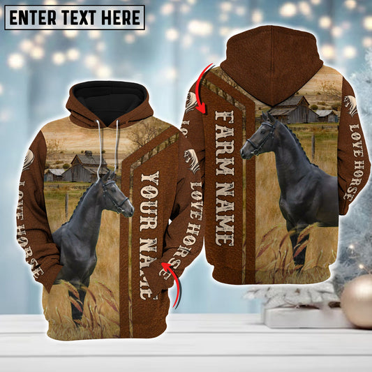 Uni Custom Name Farm Horse Lovers Merry Christmas 3D Printed Hoodie