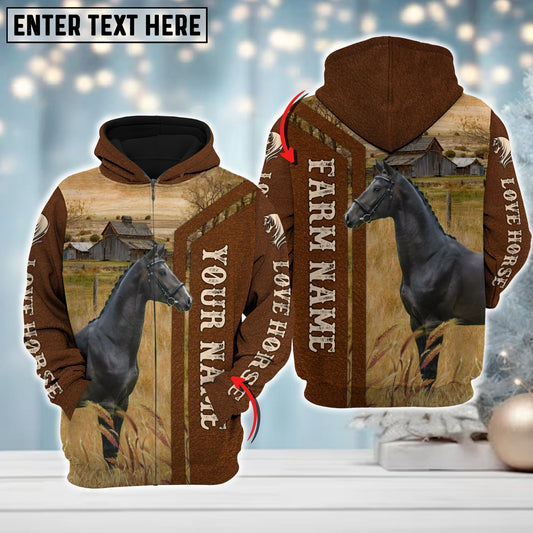 Uni Custom Name Farm Horse Lovers Merry Christmas 3D Printed Hoodie