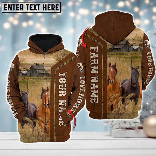 Uni Custom Name Farm Horse Lovers Merry Christmas 3D Printed Hoodie