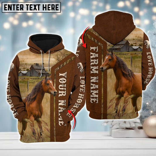 Uni Custom Name Farm Horse Lovers Merry Christmas 3D Printed Hoodie