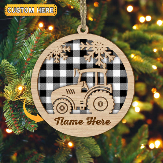 Uni Tractor Christmas Gift Custom Shape Wooden Ornament