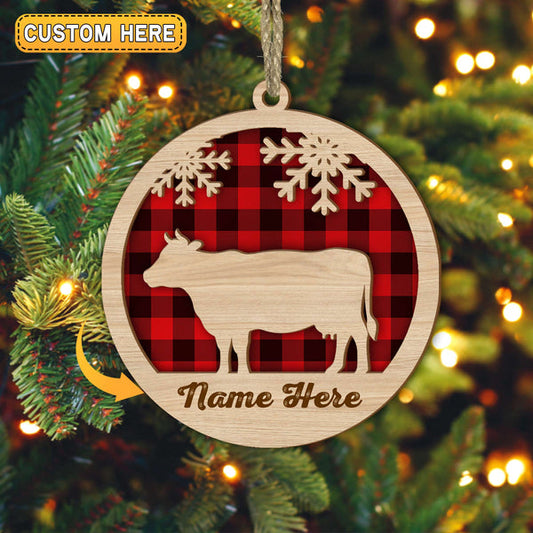 Uni Cow Christmas Gift Custom Shape Wooden Ornament