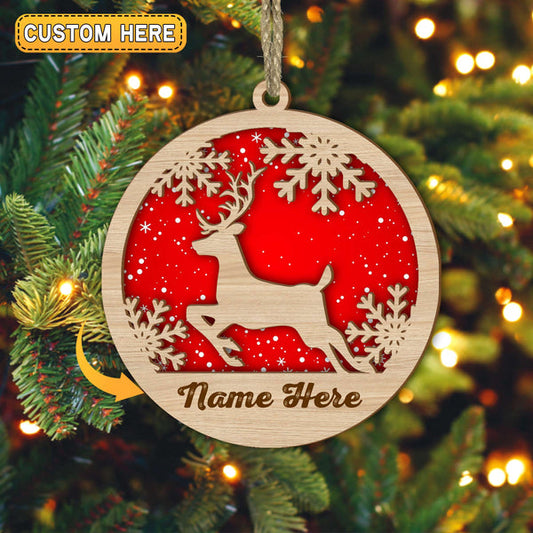 Uni Deer Christmas Gift Custom Shape Wooden Ornament