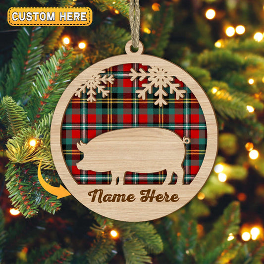 Uni Pig Christmas Gift Custom Shape Wooden Ornament