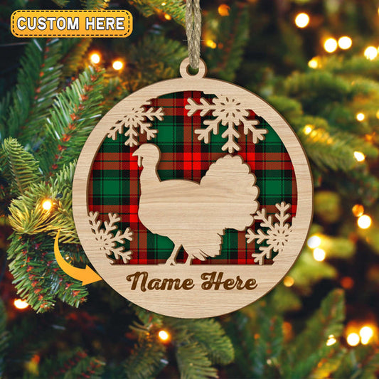 Uni Turkey Christmas Gift Custom Shape Wooden Ornament