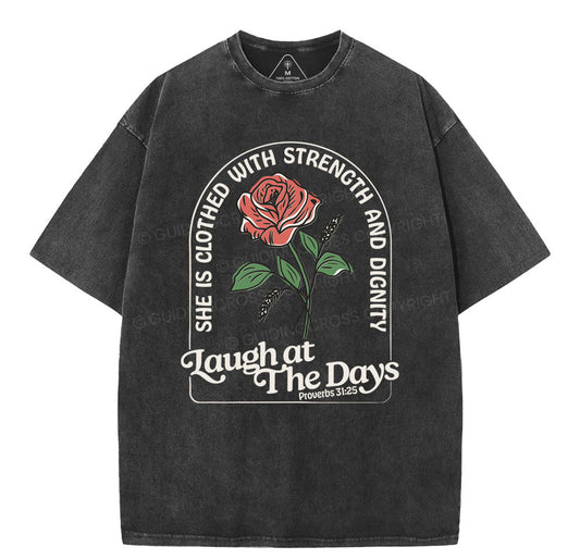 Laugh At The Days Christian Washed T-Shirt Sale - GuidingCross