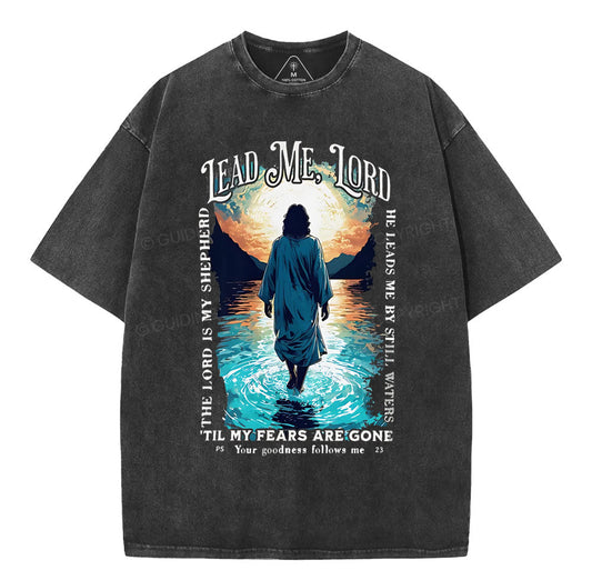 Lead Me Lord Christian Washed T-Shirt Sale - GuidingCross