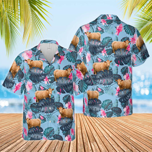 Unique Limousin Blue Hibiscus Hawaiian Shirt