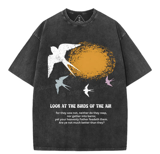 Look At The Birds Of The Air Christian Washed TShirt