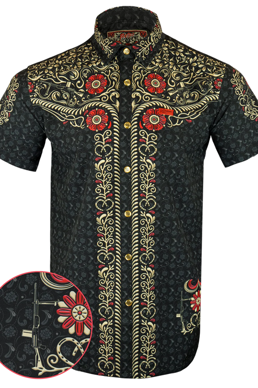 UniJames Comfort Los Charro Black Button Down (Pearl Snaps) For Men