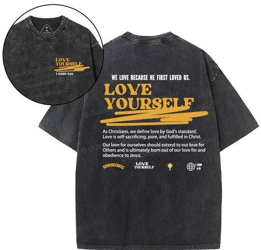 Love Yourself Christian Washed T-Shirt Sale - GuidingCross