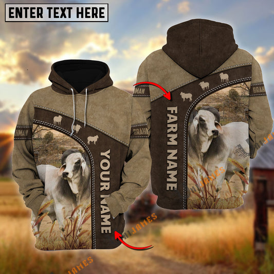 Uni Brahman Happiness Farming Personalized Name, Farm Name 3D Hoodie