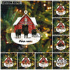 Uni Personalized Cow Moo-ry Christmas Barn Acrylic Ornament (14 Breed Options)