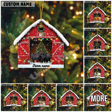 Uni Personalized Farm Name Cow Christmas Barn Ornament Acrylic Ornament (14 Breed Options)