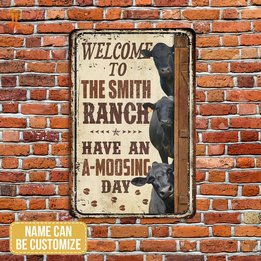 uni Black Angus Have An AMOO-SING Day All Printed 3D Metal Sign