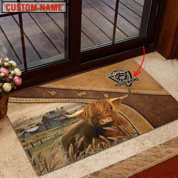 Uni Highland Cattle Personalized - Welcome  Doormat