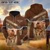 Uni Texas Longhorn Custom Name On Sleeve 3D Hoodie
