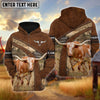 Uni Texas Longhorn Custom Name On Sleeve 3D Hoodie