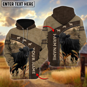 Uni Black Angus Happiness Farming Personalized Name, Farm Name 3D Hoodie