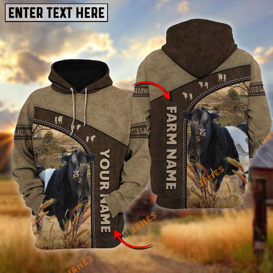 Uni Belted Galloway Happiness Farming Personalized Name, Farm Name 3D Hoodie