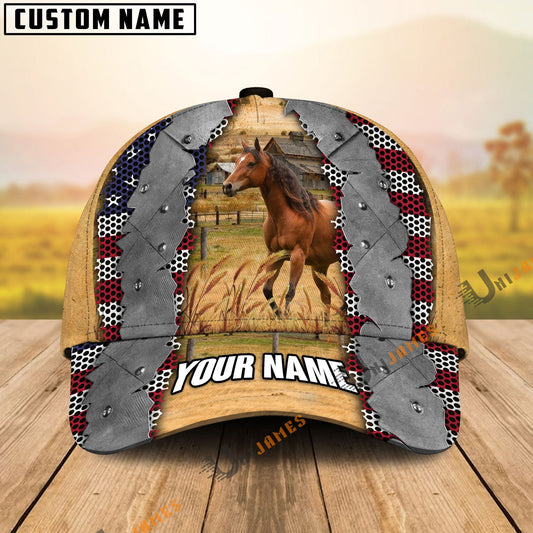 Uni Horse Flag Net Pattern Customized Name Cap