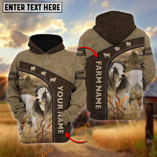 Uni Brahman Happiness Farming Personalized Name, Farm Name 3D Hoodie