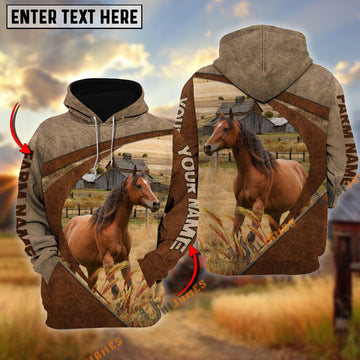 Uni Horse Personalized Name, Farm Name 3D Mix Leather Pattern Hoodie