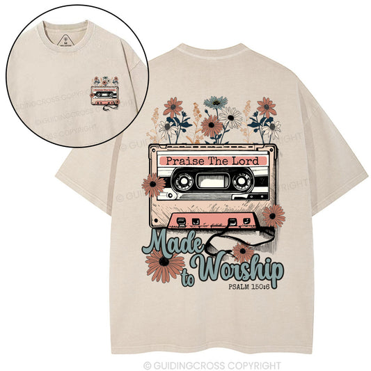 Made To Worship Christian Washed T-Shirt Sale - GuidingCross