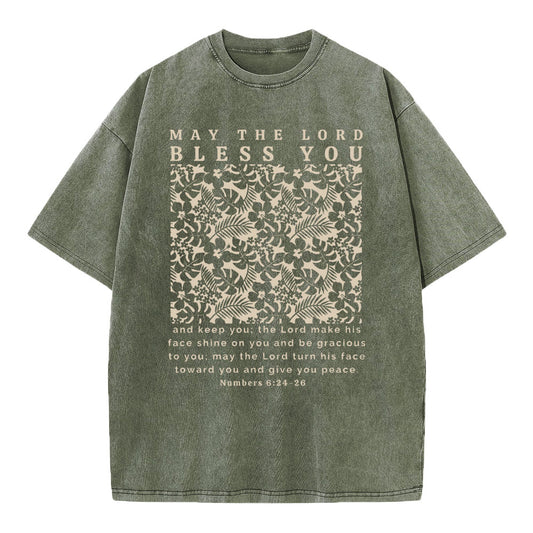 May The Lord Blessed You Chrsitian Washed T-Shirt Sale - GuidingCross