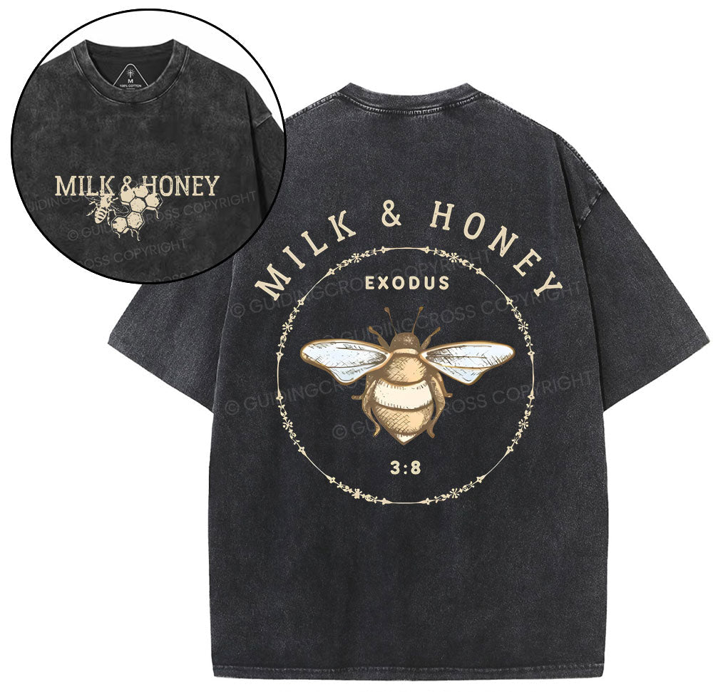 Milk And Honey Christian Washed T-Shirt Sale - GuidingCross
