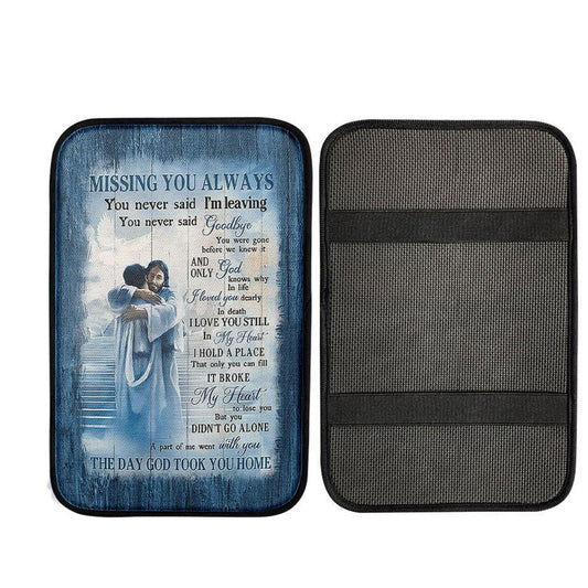 Uni Missing You Always Car Armrest Pad - Jesus Christ Hugging Man In Heaven Car Armrest Pad