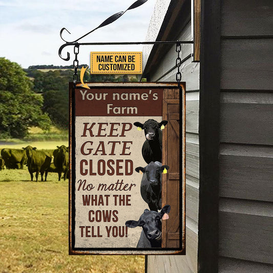 uni Customized Name BLACK ANGUS CATTLE LOVERS KEEP GATE CLOSED All Printed 3D Metal Sign