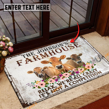 Uni Jersey Relax Cattle Farm Personalized Name Doormat