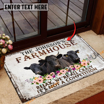 Uni Dexter Relax Cattle Farm Personalized Name Doormat