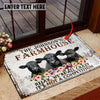 Uni Black Angus Relax Cattle Farm Personalized Name Doormat