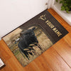Uni Black Angus Custom Name Leather Pattern Doormat