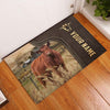 Uni Red Angus Custom Name Leather Pattern Doormat