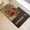 Uni Red Angus Custom Name Leather Pattern Doormat