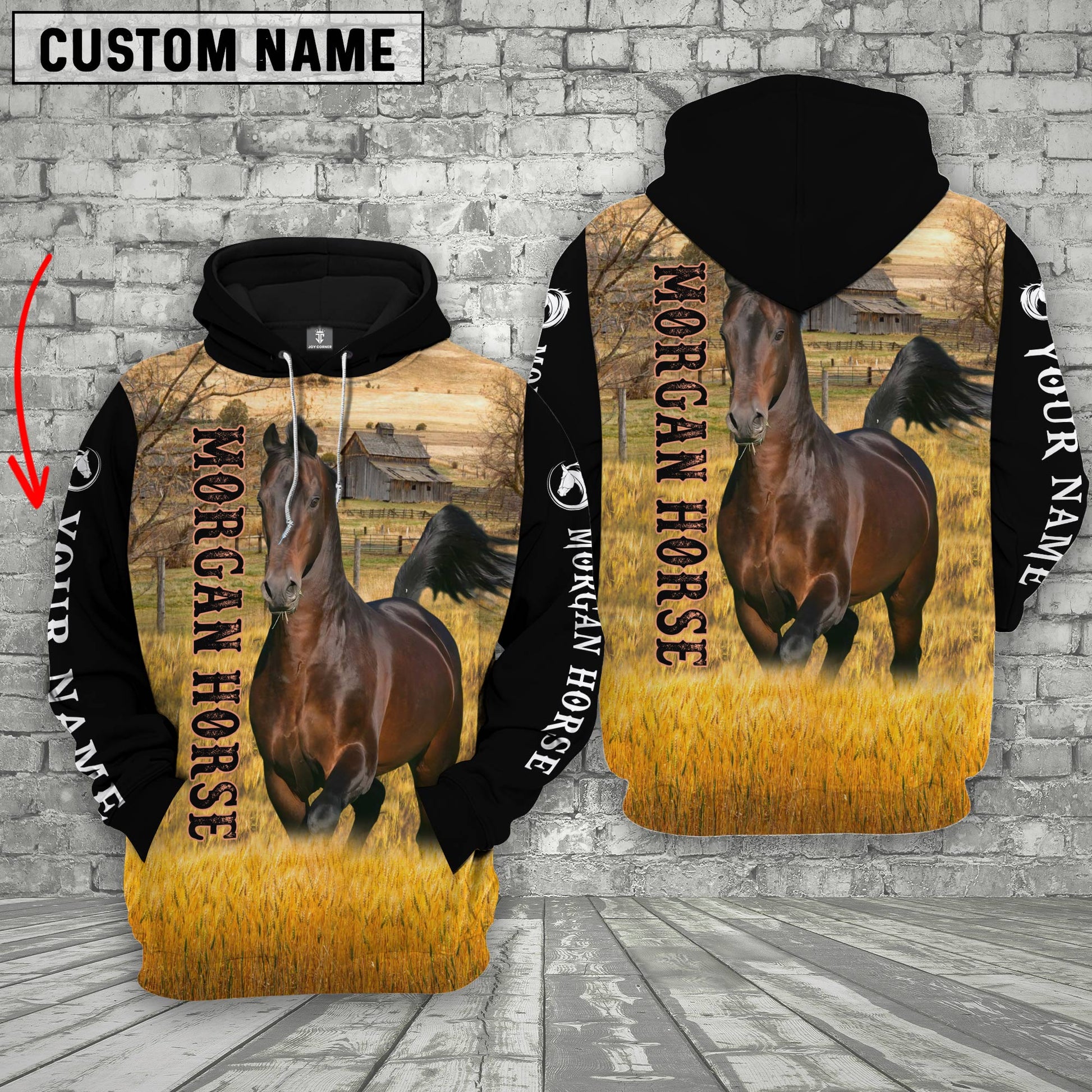 Uni Personalized Name Morgan Horse House On The Farm 3D Hoodie